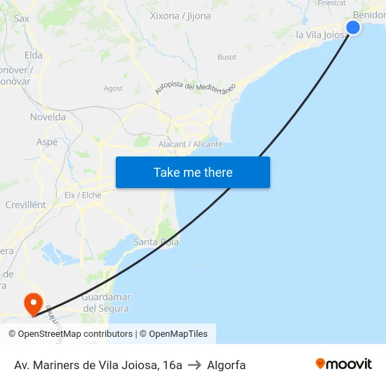 Av. Mariners de Vila Joiosa, 16a to Algorfa map
