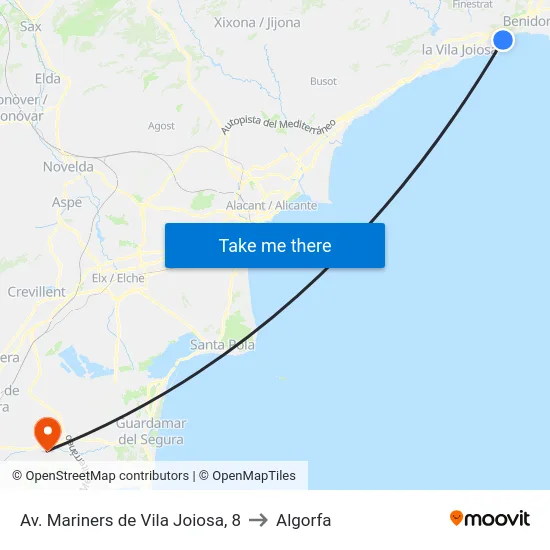 Av. Mariners de Vila Joiosa, 8 to Algorfa map