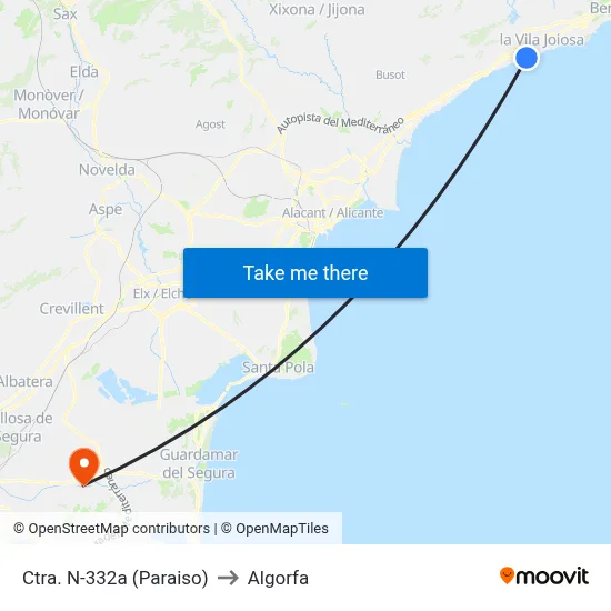 Ctra. N-332a (Paraiso) to Algorfa map