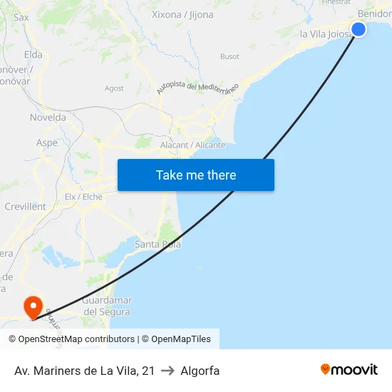 Av. Mariners de La Vila, 21 to Algorfa map