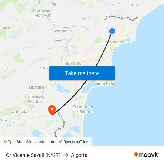 C/ Vicente Savall (Nº27) to Algorfa map