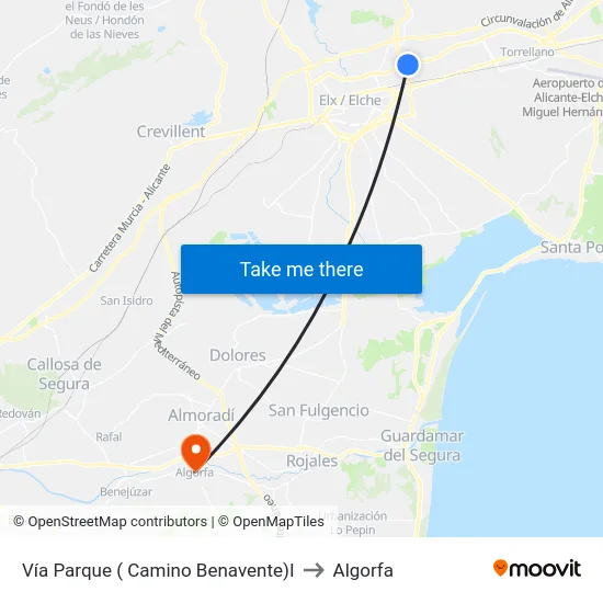 Vía Parque ( Camino Benavente)I to Algorfa map
