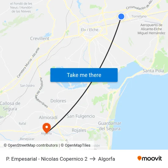 P. Empesarial - Nicolas Copernico 2 to Algorfa map