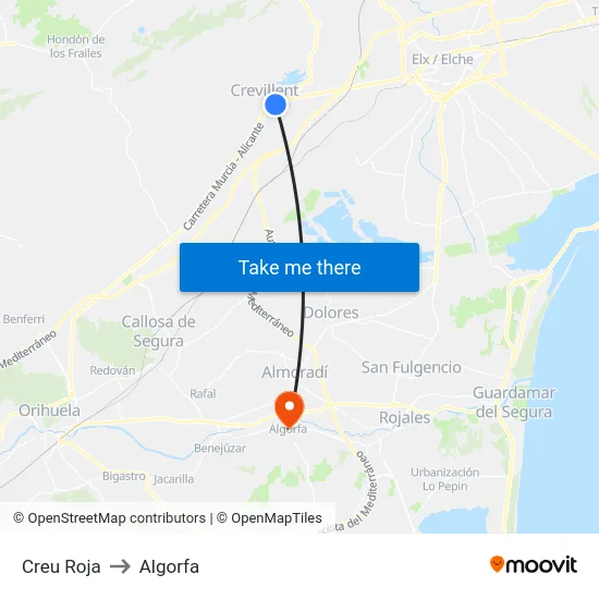 Creu Roja to Algorfa map