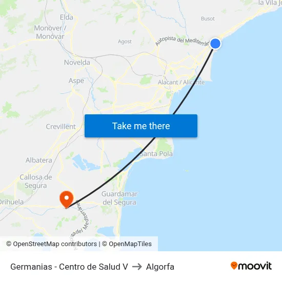 Germanias - Centro de Salud V to Algorfa map