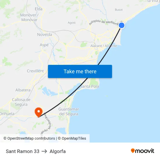 Sant Ramon 33 to Algorfa map