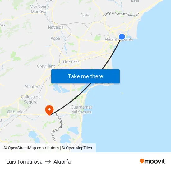 Luis Torregrosa to Algorfa map