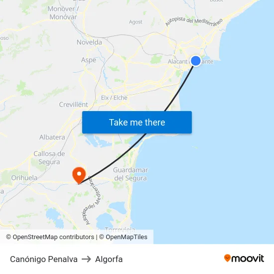 Canónigo Penalva to Algorfa map