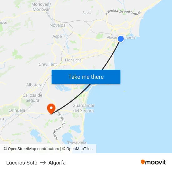 Luceros-Soto to Algorfa map