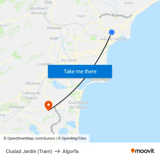 Ciudad Jardín (Tram) to Algorfa map
