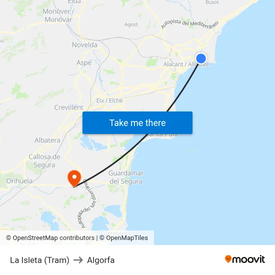 La Isleta (Tram) to Algorfa map