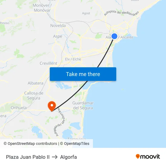 Plaza Juan Pablo II to Algorfa map