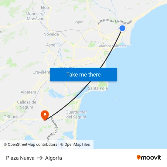 Plaza Nueva to Algorfa map