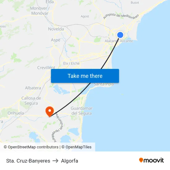 Sta. Cruz-Banyeres to Algorfa map