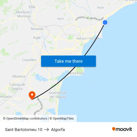 Sant Bartolomeu 10 to Algorfa map