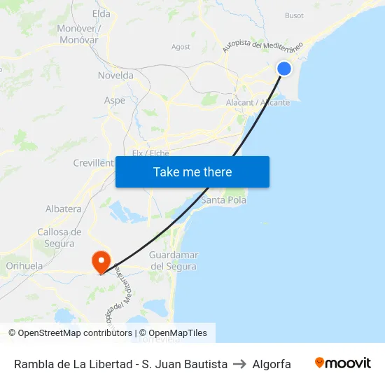 Rambla de La Libertad - S. Juan Bautista to Algorfa map