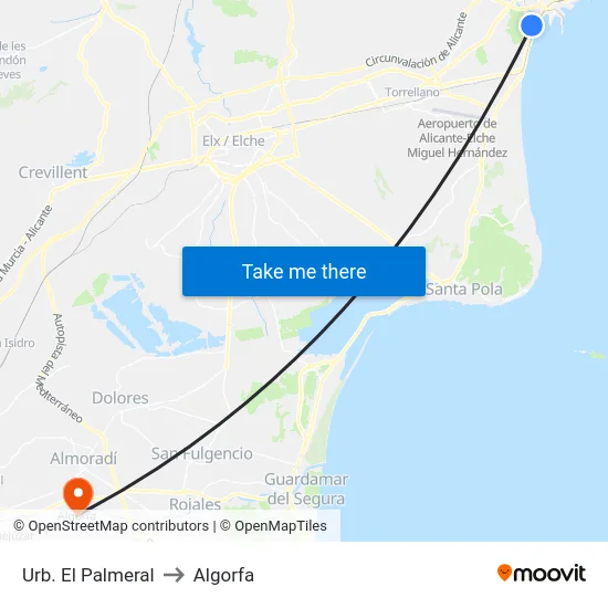 Urb. El Palmeral to Algorfa map