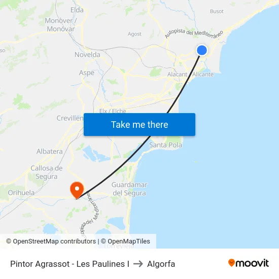 Pintor Agrassot - Les Paulines I to Algorfa map