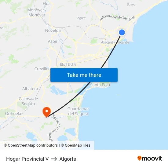 Hogar Provincial V to Algorfa map
