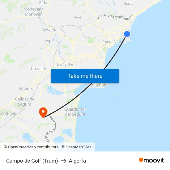Campo de Golf (Tram) to Algorfa map