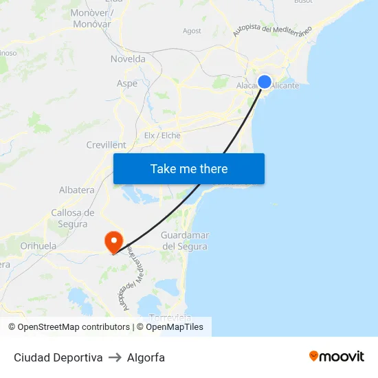 Ciudad Deportiva to Algorfa map