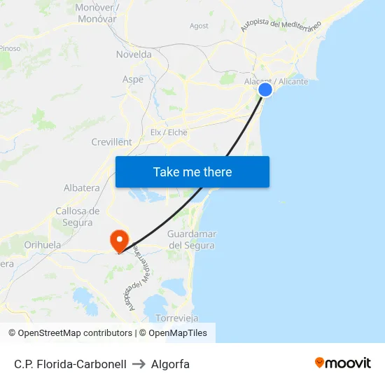 C.P. Florida-Carbonell to Algorfa map