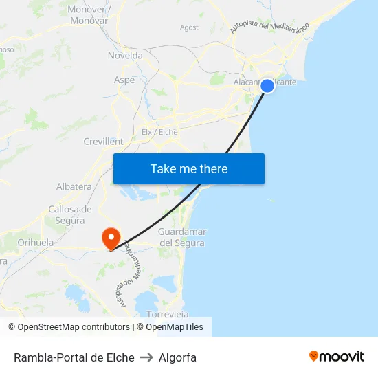 Rambla-Portal de Elche to Algorfa map