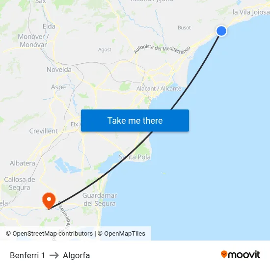 Benferri 1 to Algorfa map
