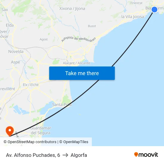 Av. Alfonso Puchades, 6 to Algorfa map
