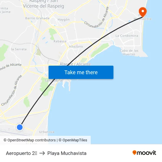 Aeropuerto 2✈︎ to Playa Muchavista map