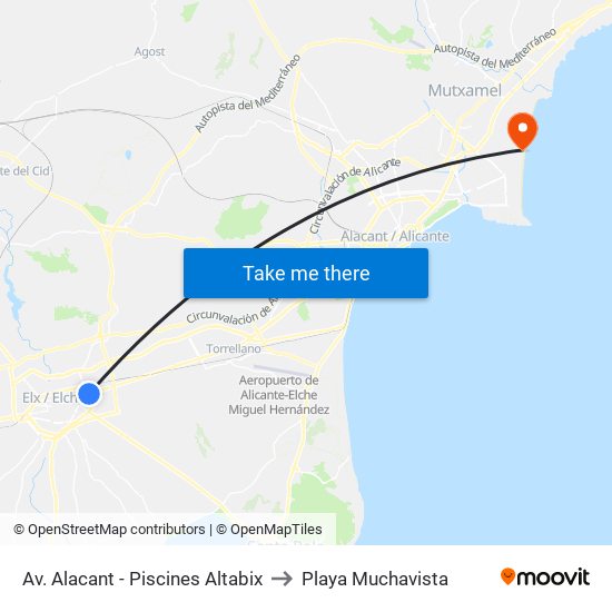Av. Alacant - Piscines Altabix to Playa Muchavista map