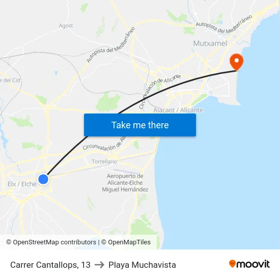 Carrer Cantallops, 13 to Playa Muchavista map