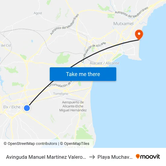 Avinguda Manuel Martínez Valero, 9053 to Playa Muchavista map
