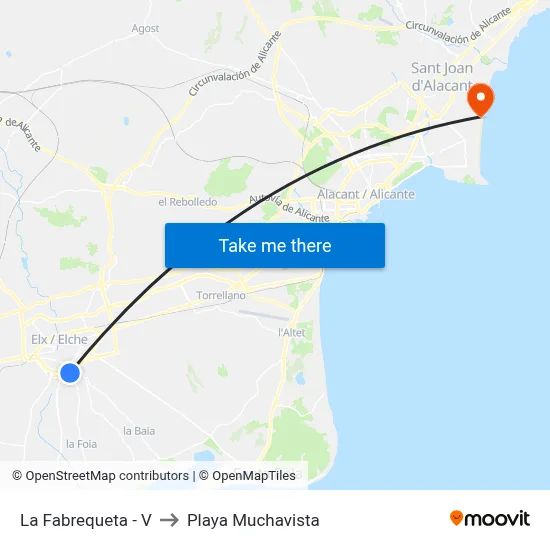 La Fabrequeta - V to Playa Muchavista map