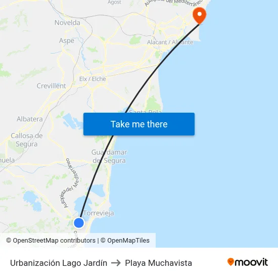 Urbanización Lago Jardín to Playa Muchavista map