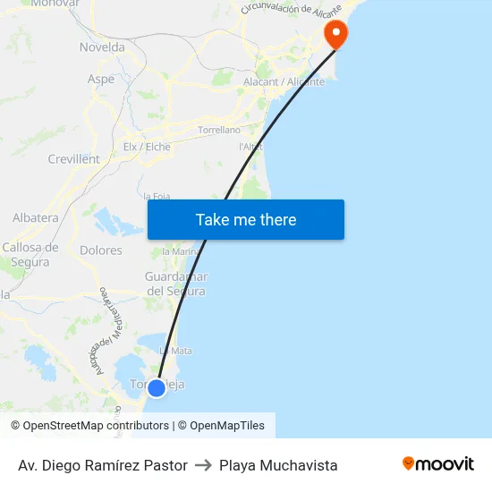 Av. Diego Ramírez Pastor to Playa Muchavista map