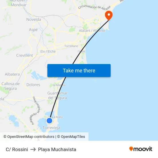 C/ Rossini to Playa Muchavista map