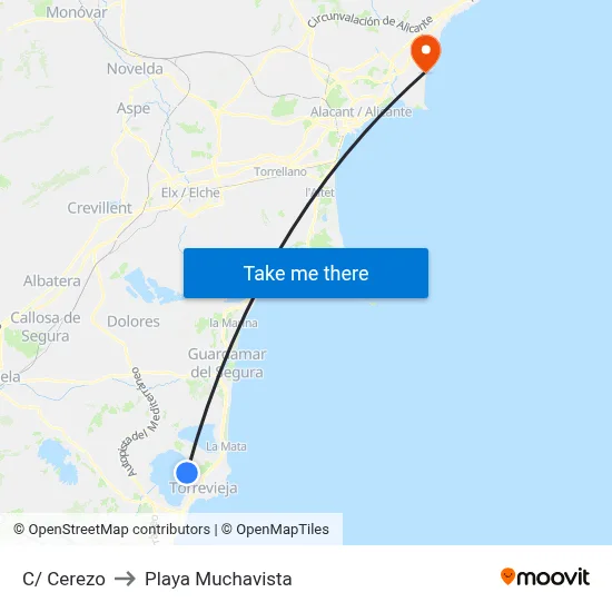 C/ Cerezo to Playa Muchavista map