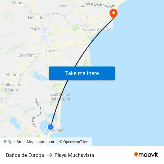 Baños de Europa to Playa Muchavista map