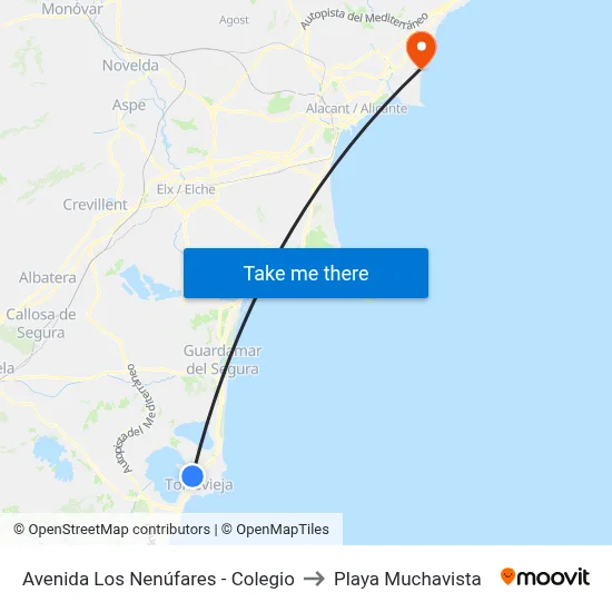 Avenida Los Nenúfares - Colegio to Playa Muchavista map