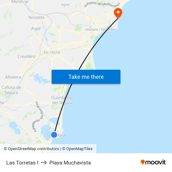 Las Torretas I to Playa Muchavista map