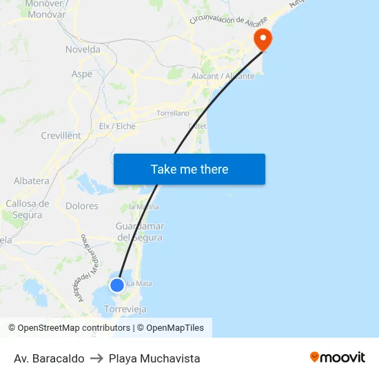 Av. Baracaldo to Playa Muchavista map