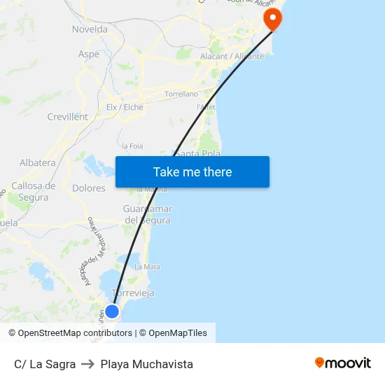C/ La Sagra to Playa Muchavista map