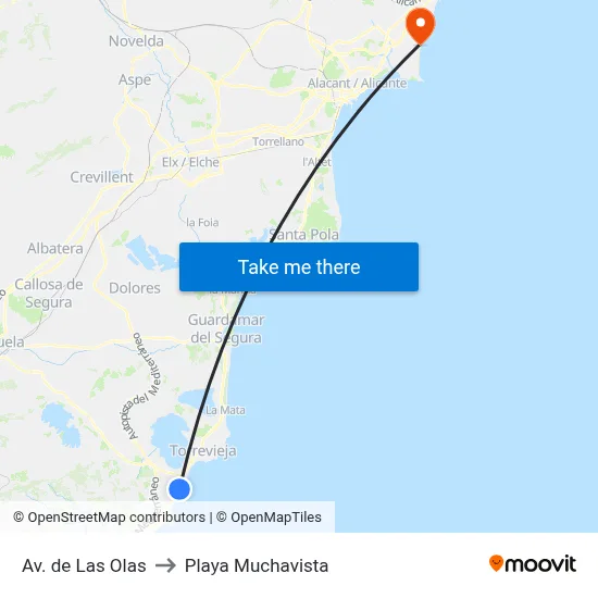 Av. de Las Olas to Playa Muchavista map