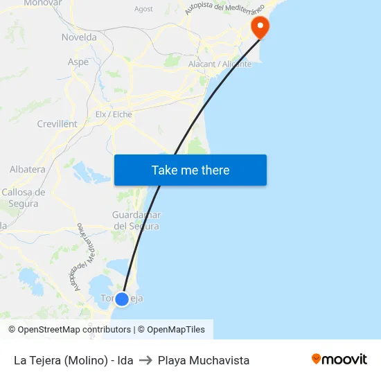 La Tejera (Molino) - Ida to Playa Muchavista map