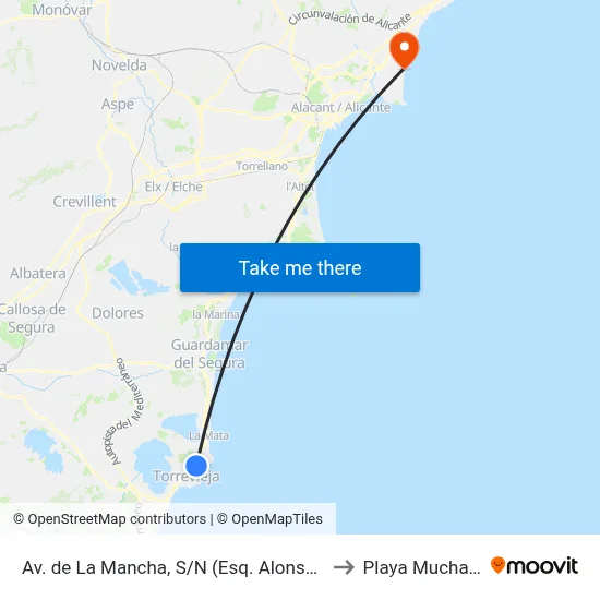 Av. de La Mancha, S/N (Esq. Alonso Quijano) to Playa Muchavista map