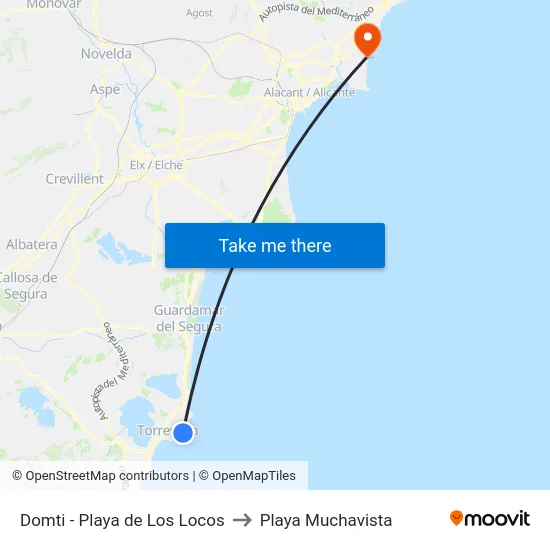 Domti - Playa de Los Locos to Playa Muchavista map