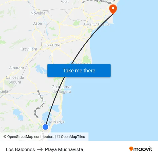 Los Balcones to Playa Muchavista map