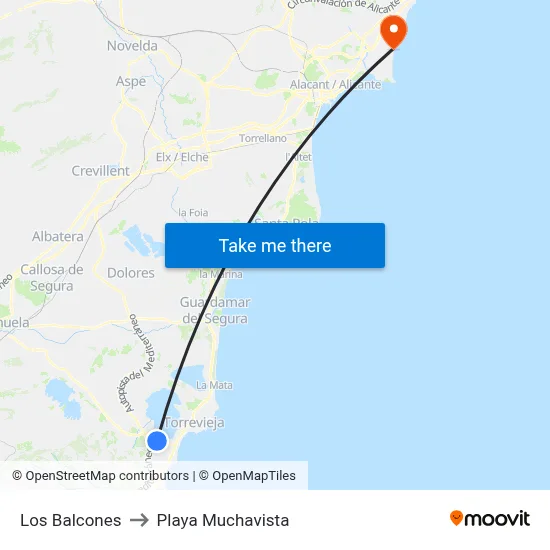 Los Balcones to Playa Muchavista map