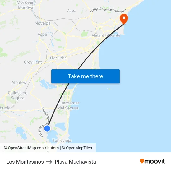 Los Montesinos to Playa Muchavista map